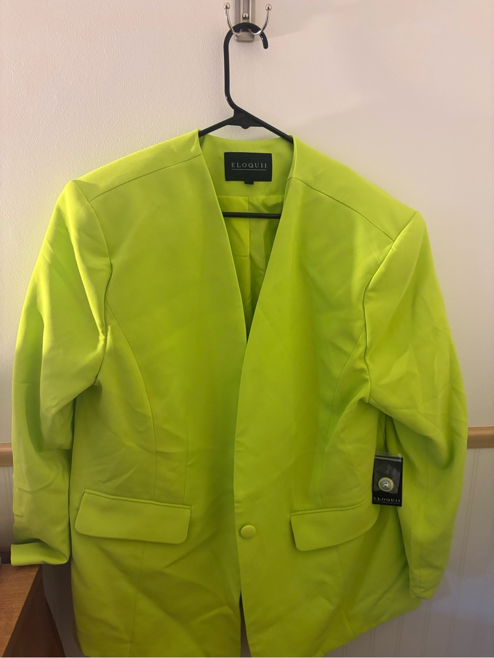 ELOQUII Blazer Women’s 14 Lime Green Chartreuse Longline Jacket NWT